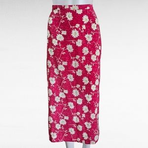 Christopher & Banks Fuchsia Y2K Daisy Print Midi Skirt Size 12